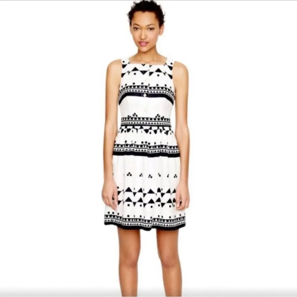 J.Crew Roller Girl Linen Sleeveless Dress Black and White Women’s size 0